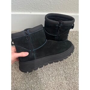 Koolaburra by UGG Mini Hybrid Booties Black Women's Size 9 Fur Lined Lug‎ Sole